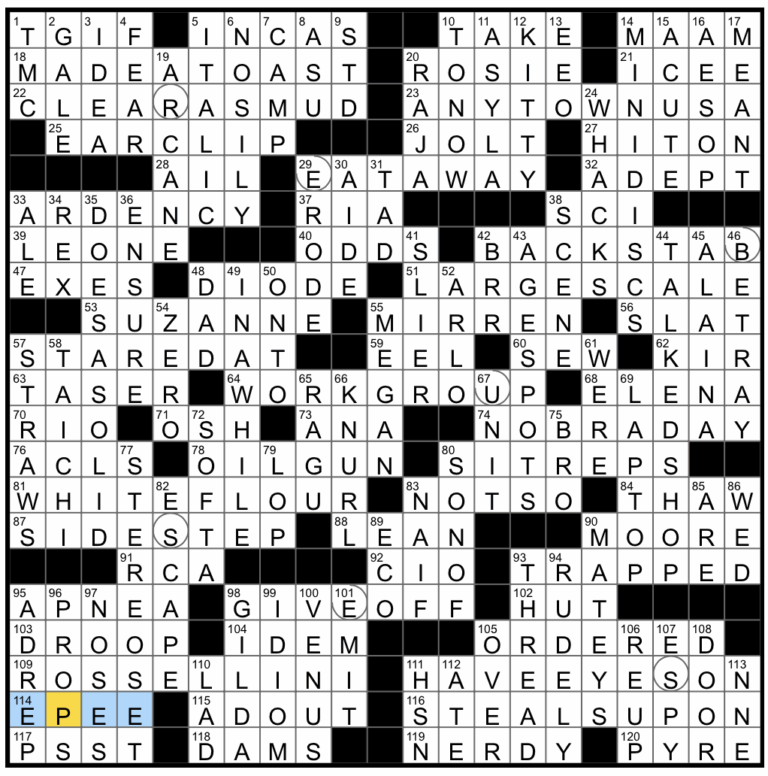 Rex Parker Does The NYT Crossword Puzzle War Room Briefings In Military Shorthand SUN 1 26 25 Pioneers Of Freeze drying Food Ridge In Metalworking Annual Observance For Breast Cancer Awareness 