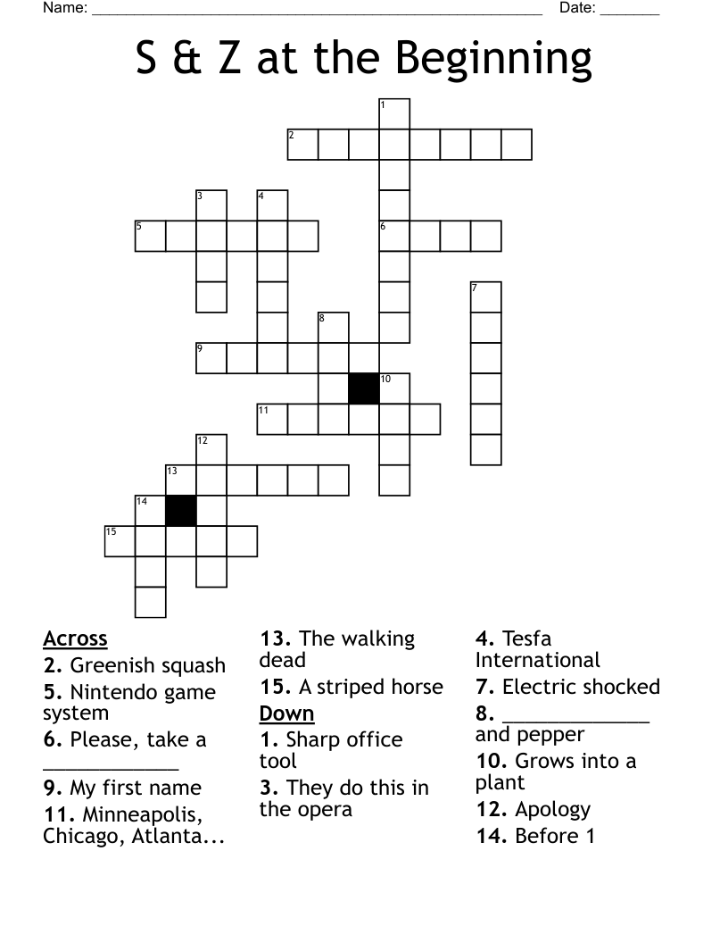 S Z At The Beginning Crossword WordMint