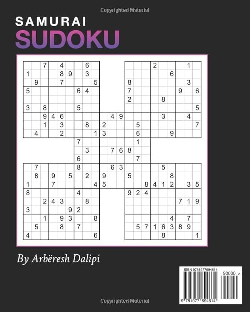 Samurai Sudoku Puzzle Book 1000 Hard Puzzles Overlapping Into 200 Samurai Style Dalipi Arb resh 9781977694614 Amazon Books