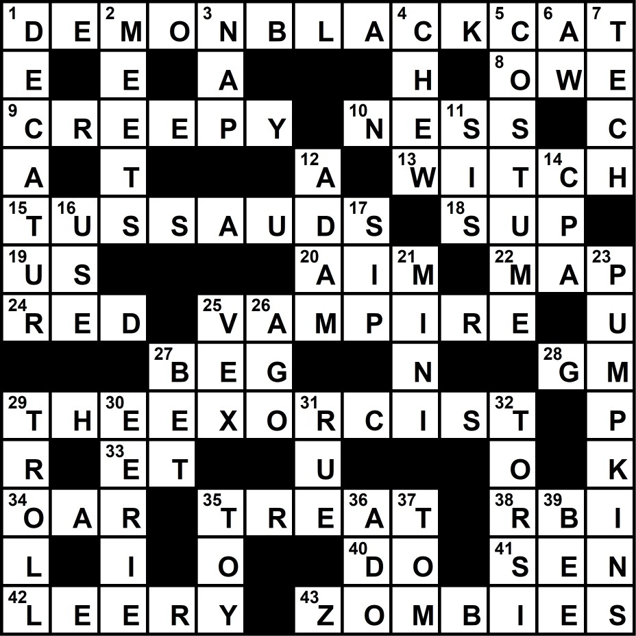 Scare Yourself Smart October 2023 Crossword Answer Key District Fray Making Fun Possible