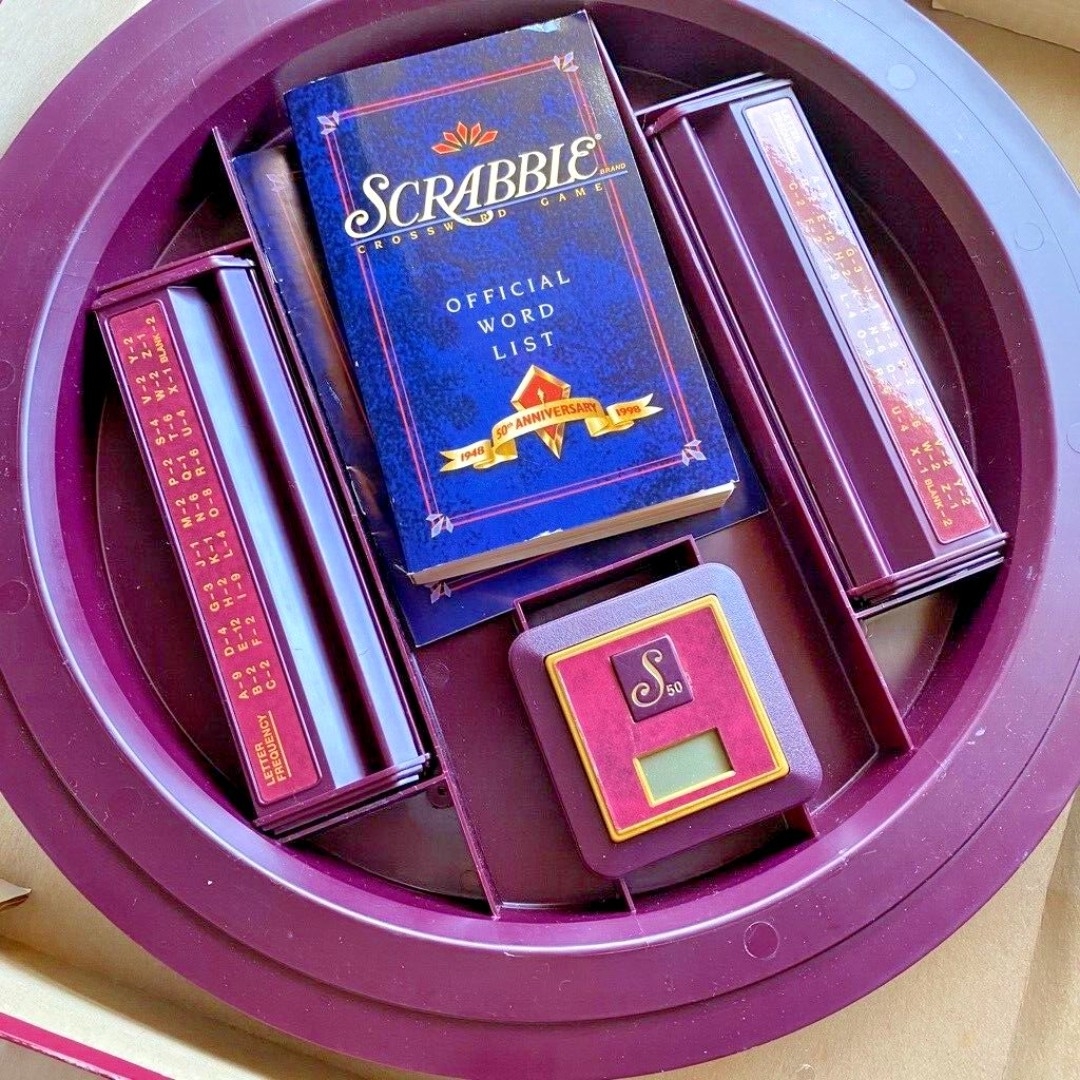 SCRABBLE CROSSWORD GAME 50TH ANN COLLECTORS EDITION 1998 COMPLETE TURNTABLE Tile Games