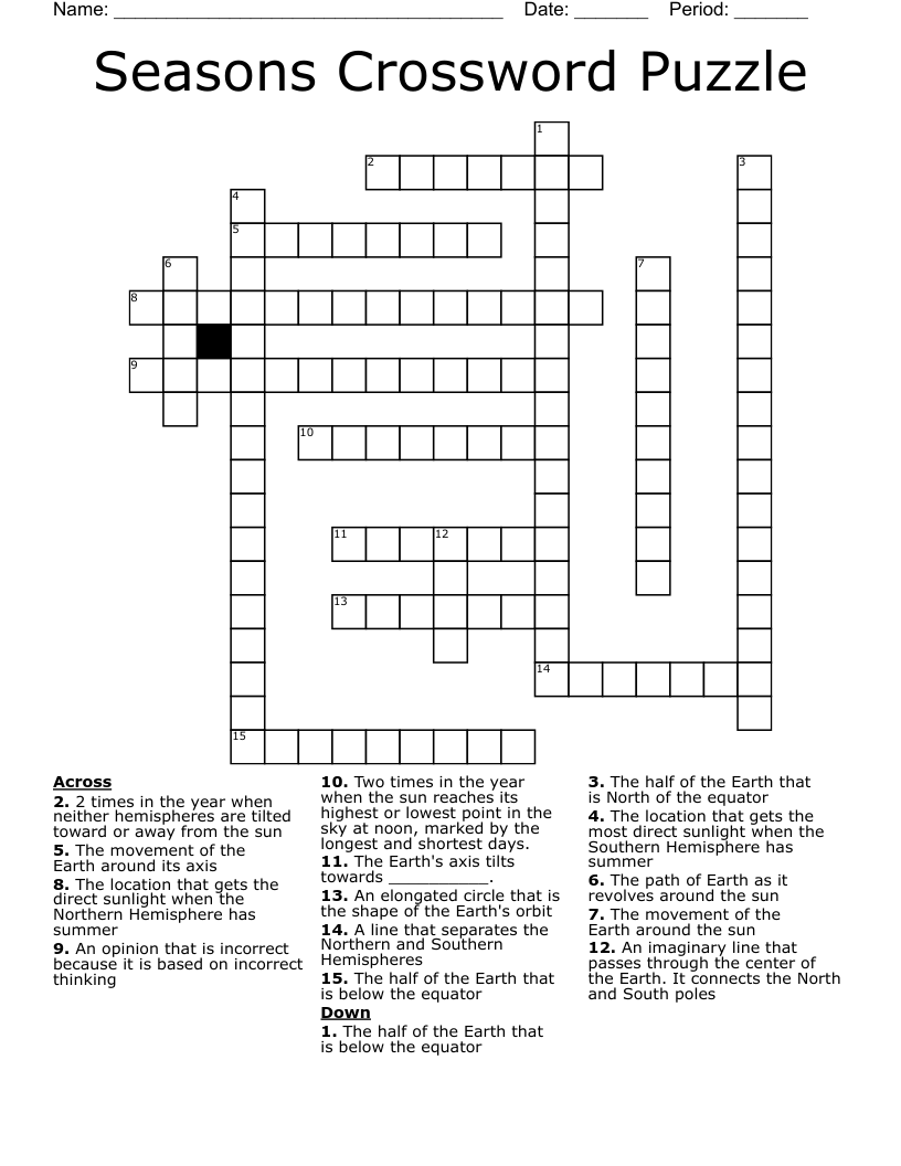 Seasons Of Love Musical Crossword Puzzle Clue