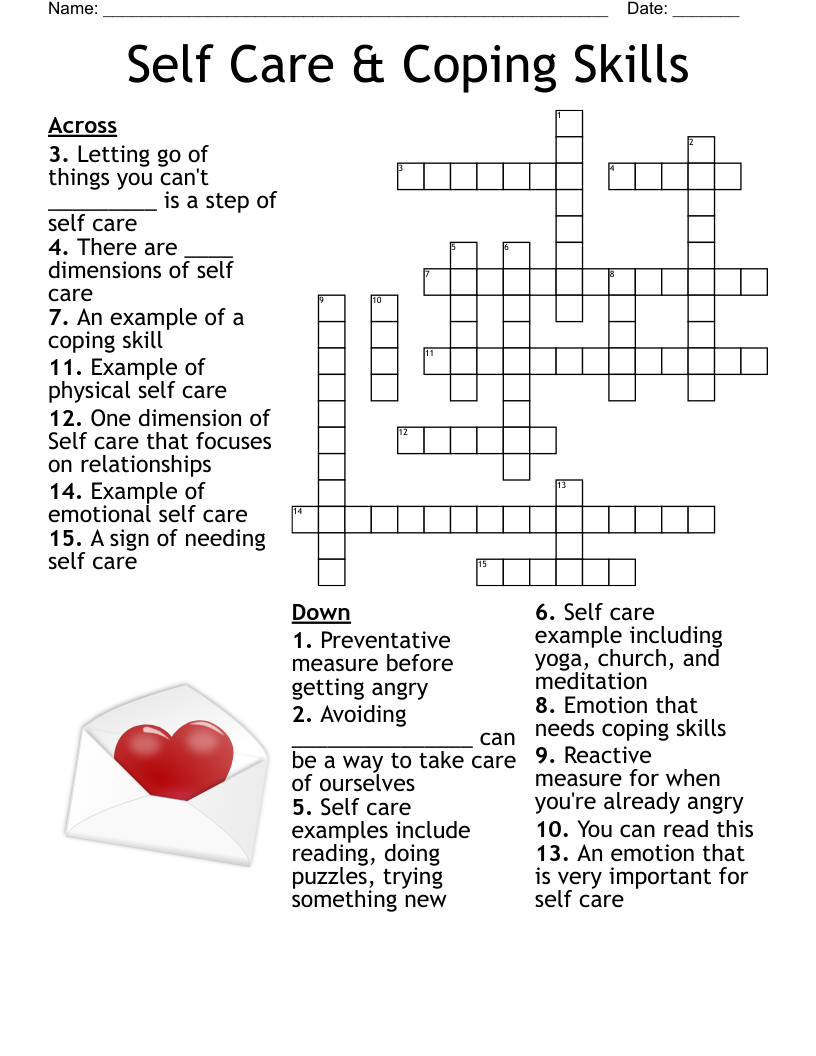 Self Care Coping Skills Crossword WordMint