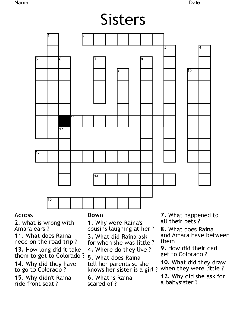 Sisters Crossword WordMint