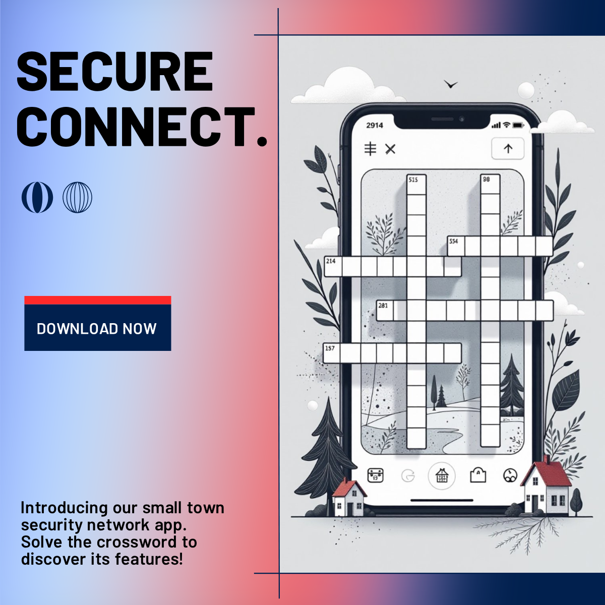 Small Town Security Network Crossword App LinkedIn Post Template AI Designs By MolyPix AI