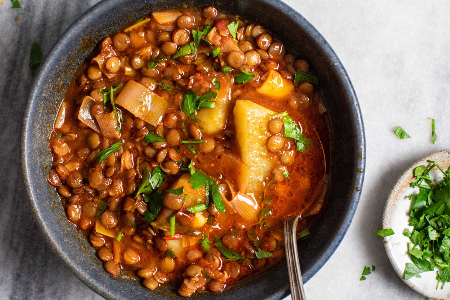Smoky Lentil Stew With Leeks And Potatoes Recipe