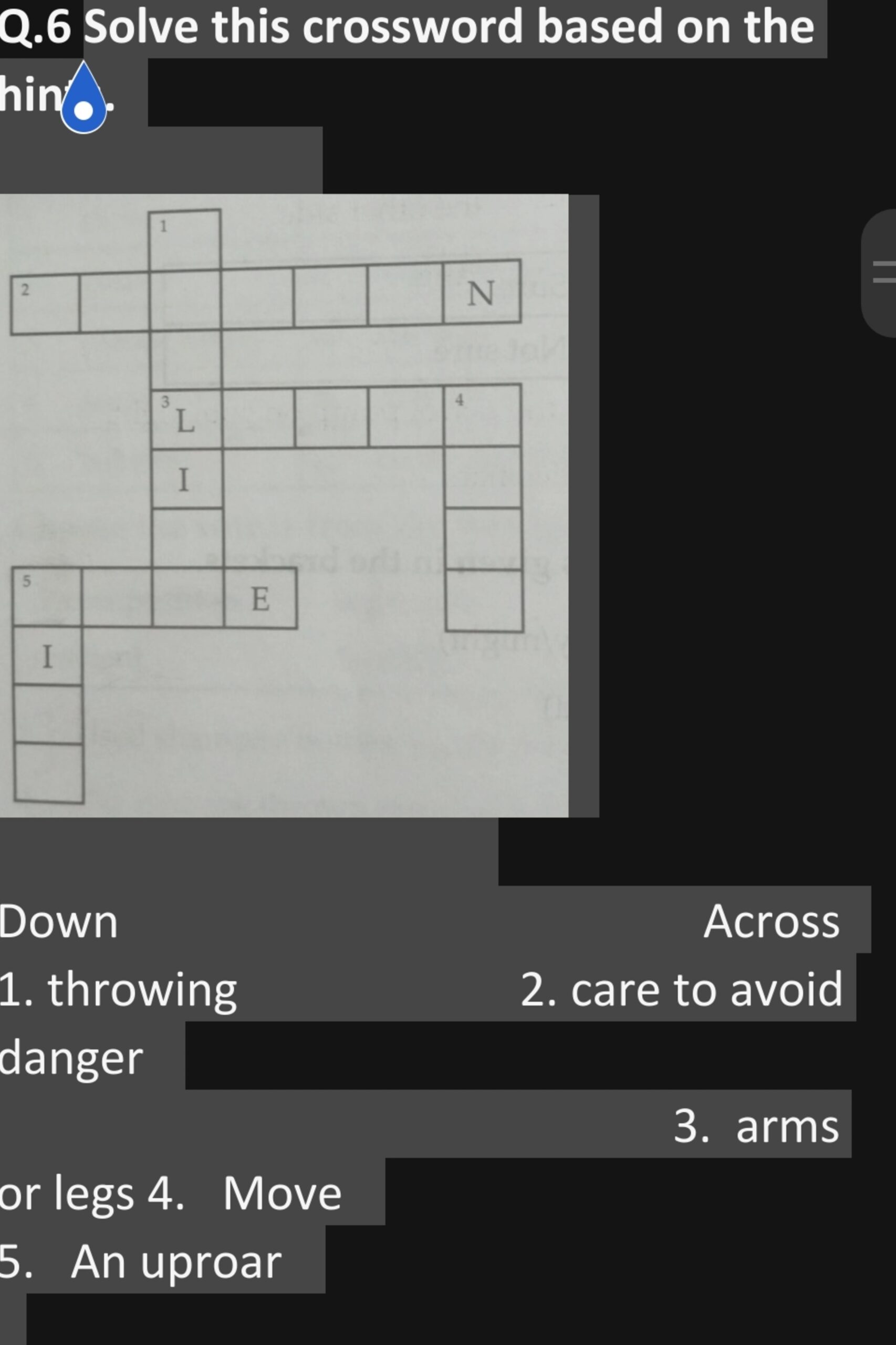 Solve This Crossword Puzzle Based On The Hints Below Down Throwing Dang 