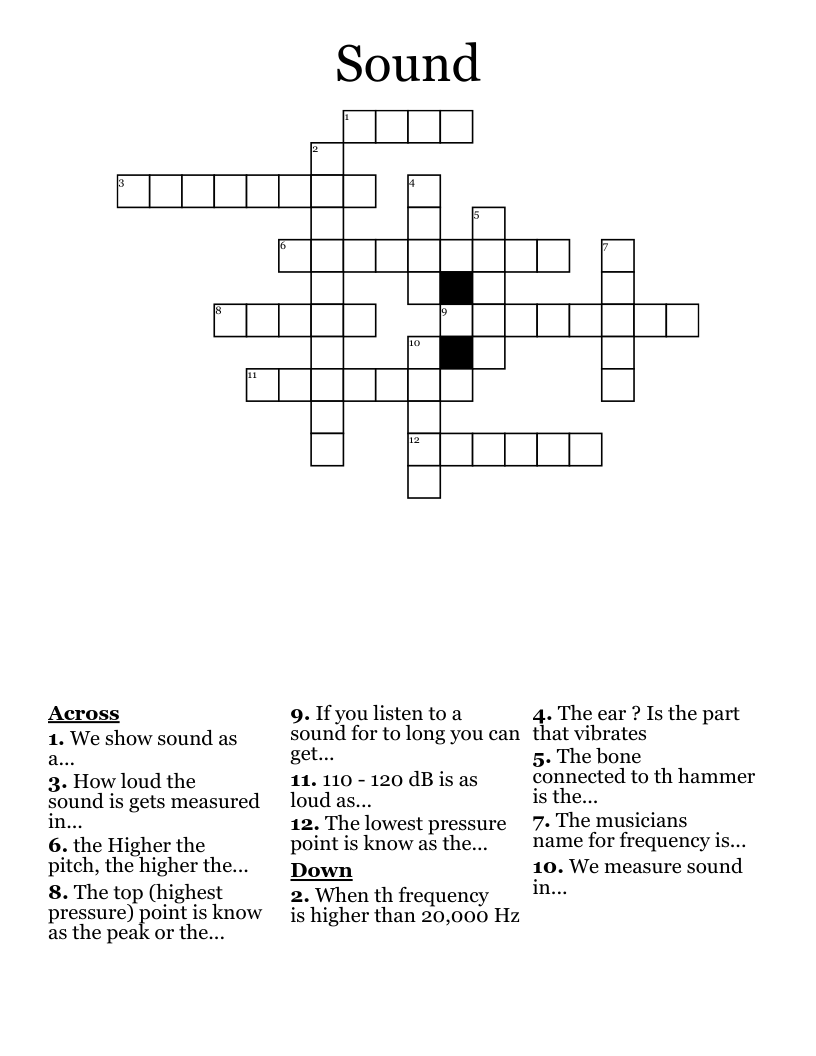 loud sound crossword clue