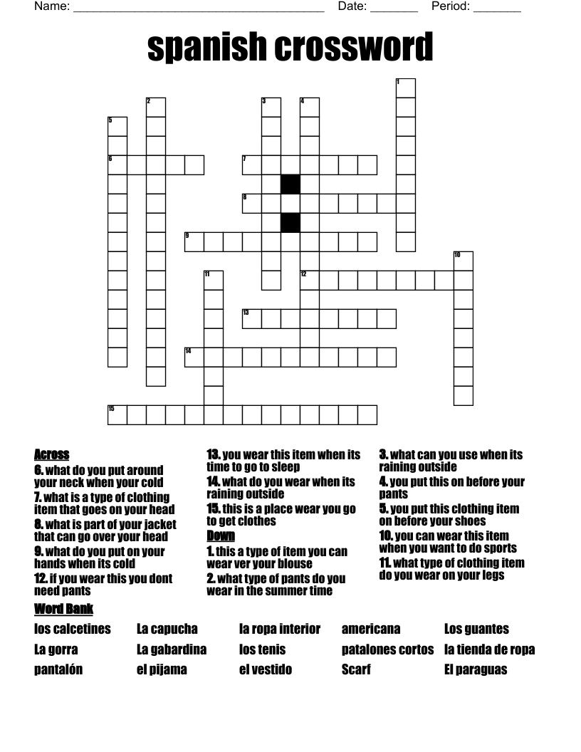 Spanish Crossword WordMint