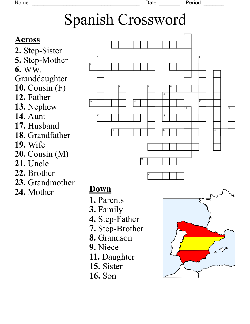 Spanish Family Members Word Search WordMint
