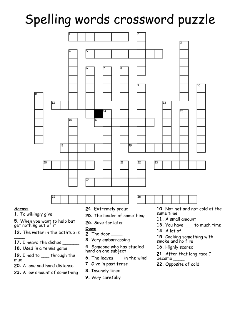 Spelling Words Crossword Puzzle WordMint
