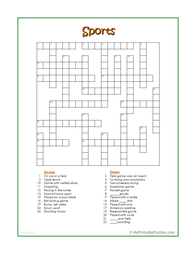 crossword puzzles for teens