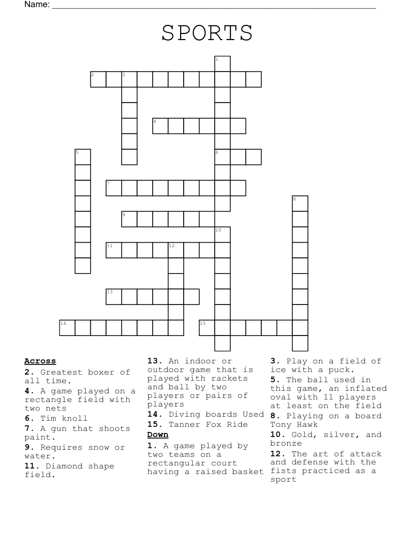 SPORTS Crossword WordMint
