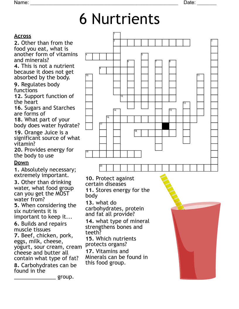 Sports Health Food And Nutrition Corsswords Crossword WordMint