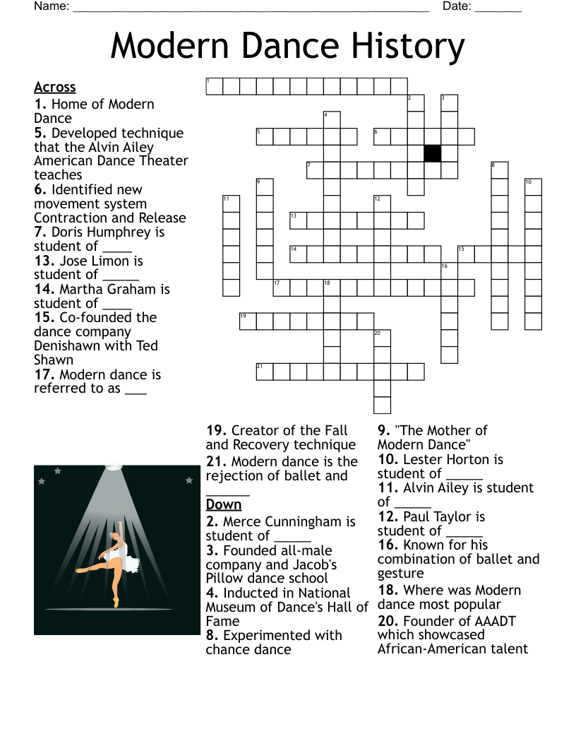 Styles Of Dance Crossword WordMint