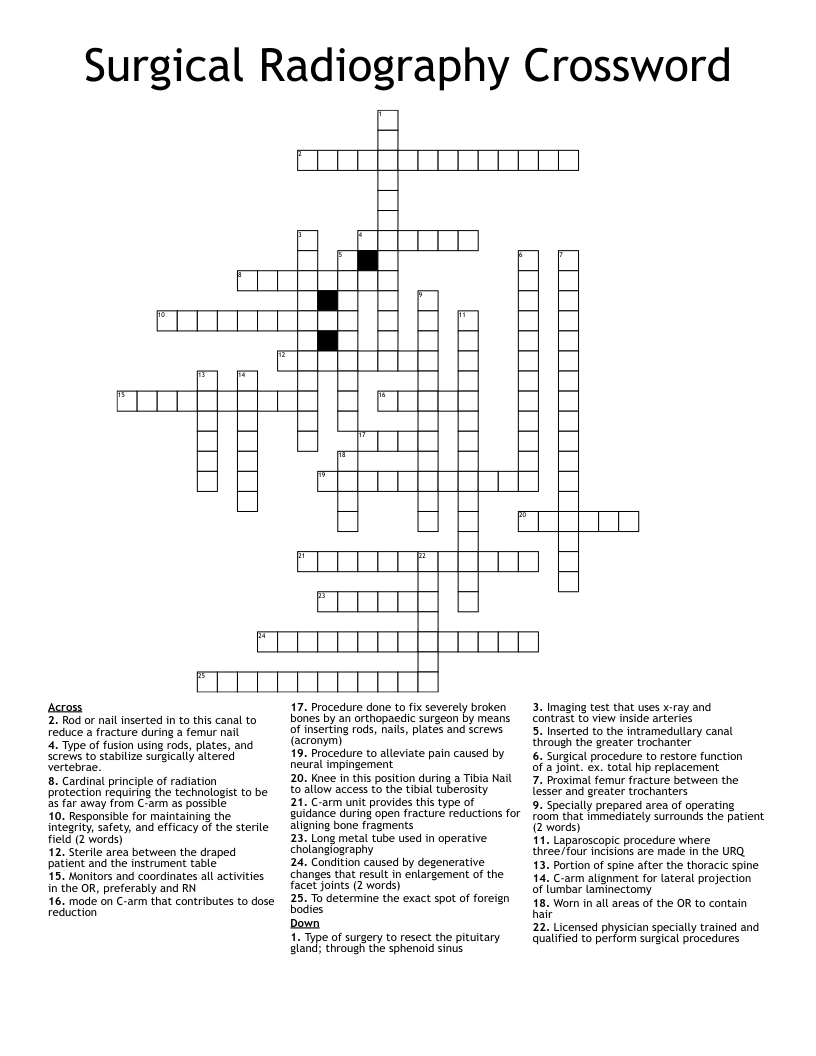 Surgical Radiography Crossword WordMint Surgical Radiography Crossword WordMint