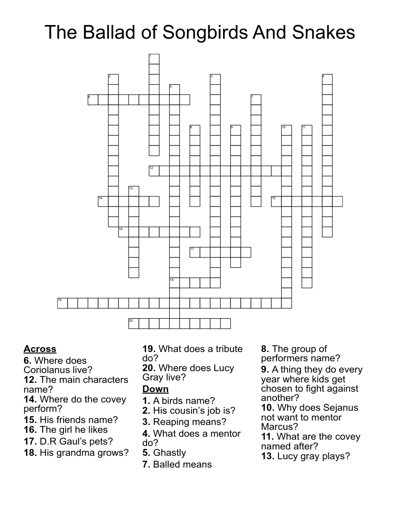 The Ballad Of Songbirds And Snakes Crossword WordMint