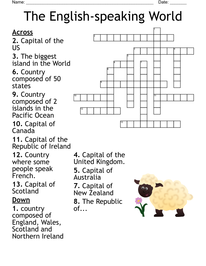 The English speaking World Crossword WordMint The English speaking World Crossword WordMint