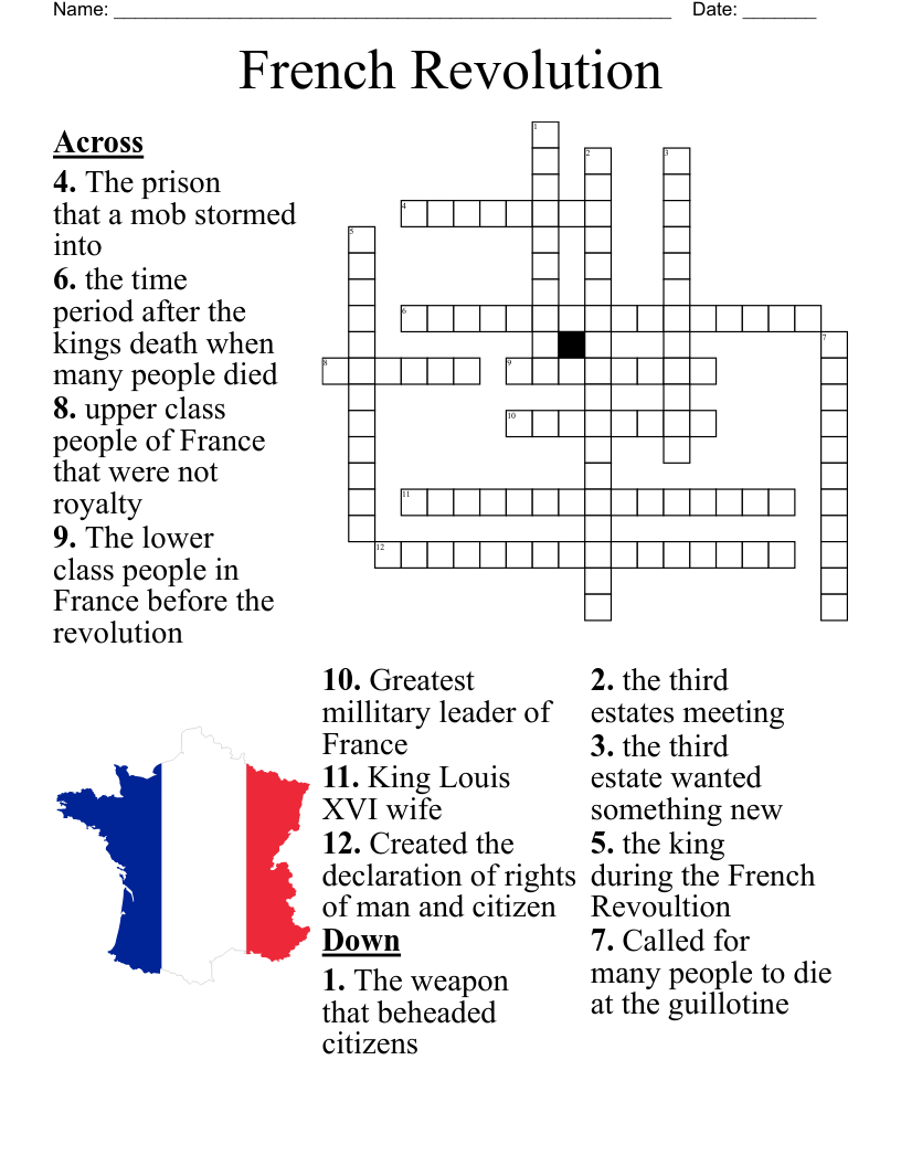 The French Revolution Crossword WordMint The French Revolution Crossword WordMint
