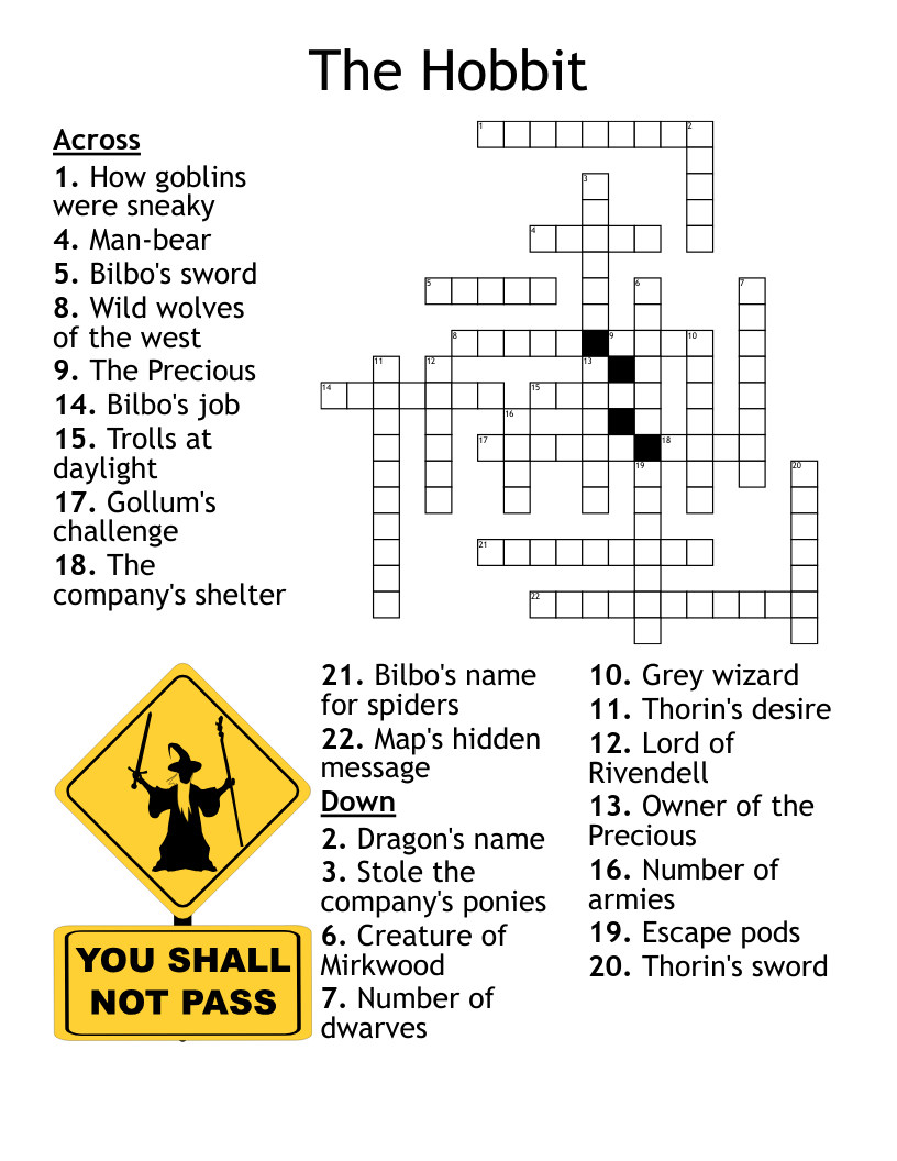 The Hobbit Crossword WordMint