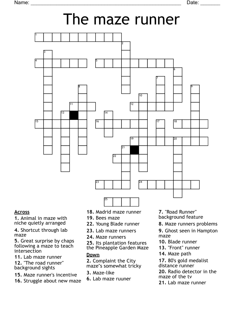 The Maze Runner Crossword WordMint