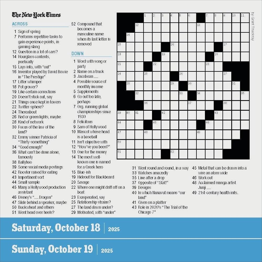 new york times crossword printable