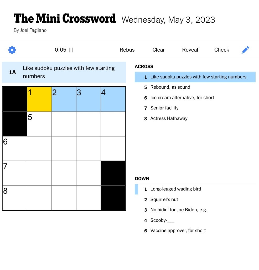 The New York Times On X How Quickly Can You Solve Today s Mini Crossword Https t co My2vhtPHVg Https t co lJNLXIQVjN X