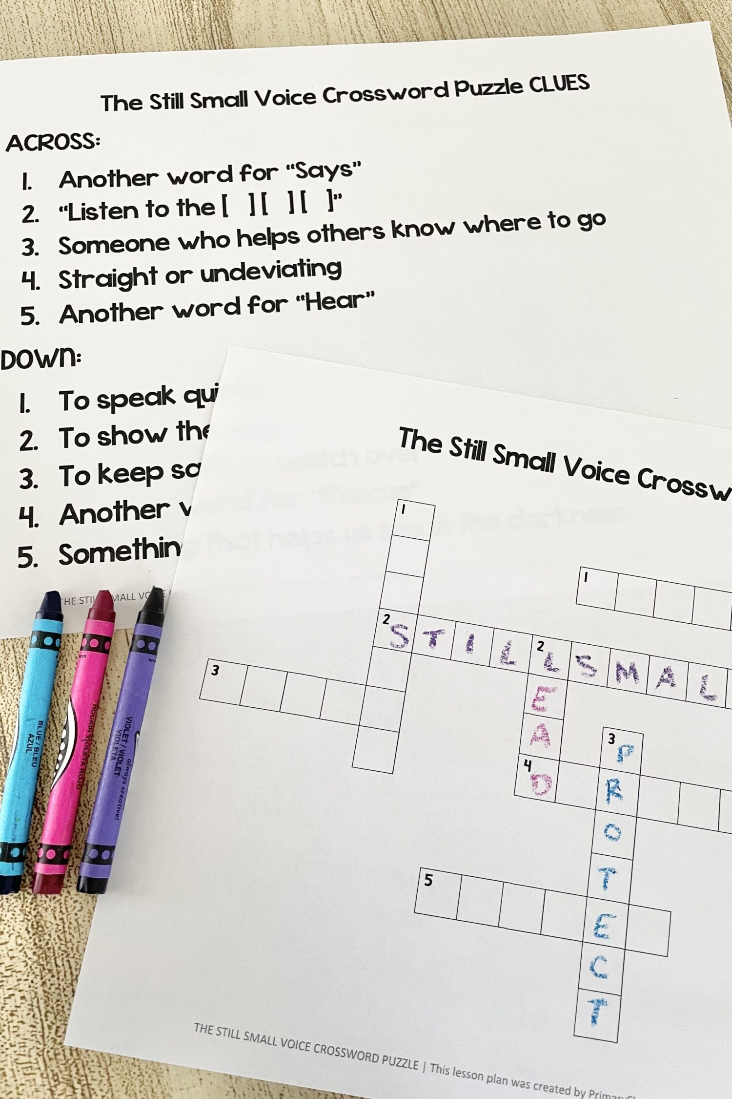The Still Small Voice Crossword Puzzle Primary Singing