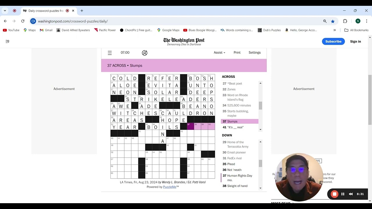 crossword puzzle washington post