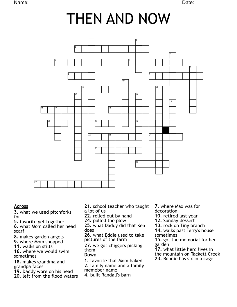 THEN AND NOW Crossword WordMint