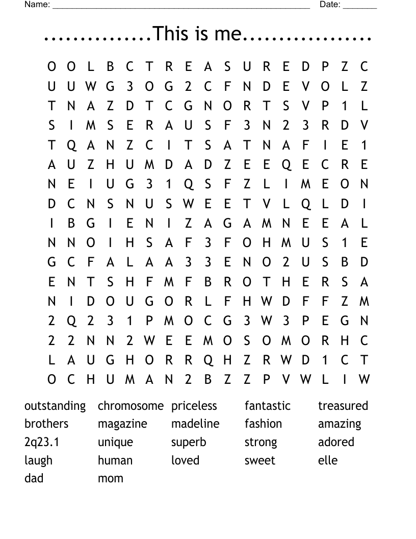 This Is Me Word Search WordMint