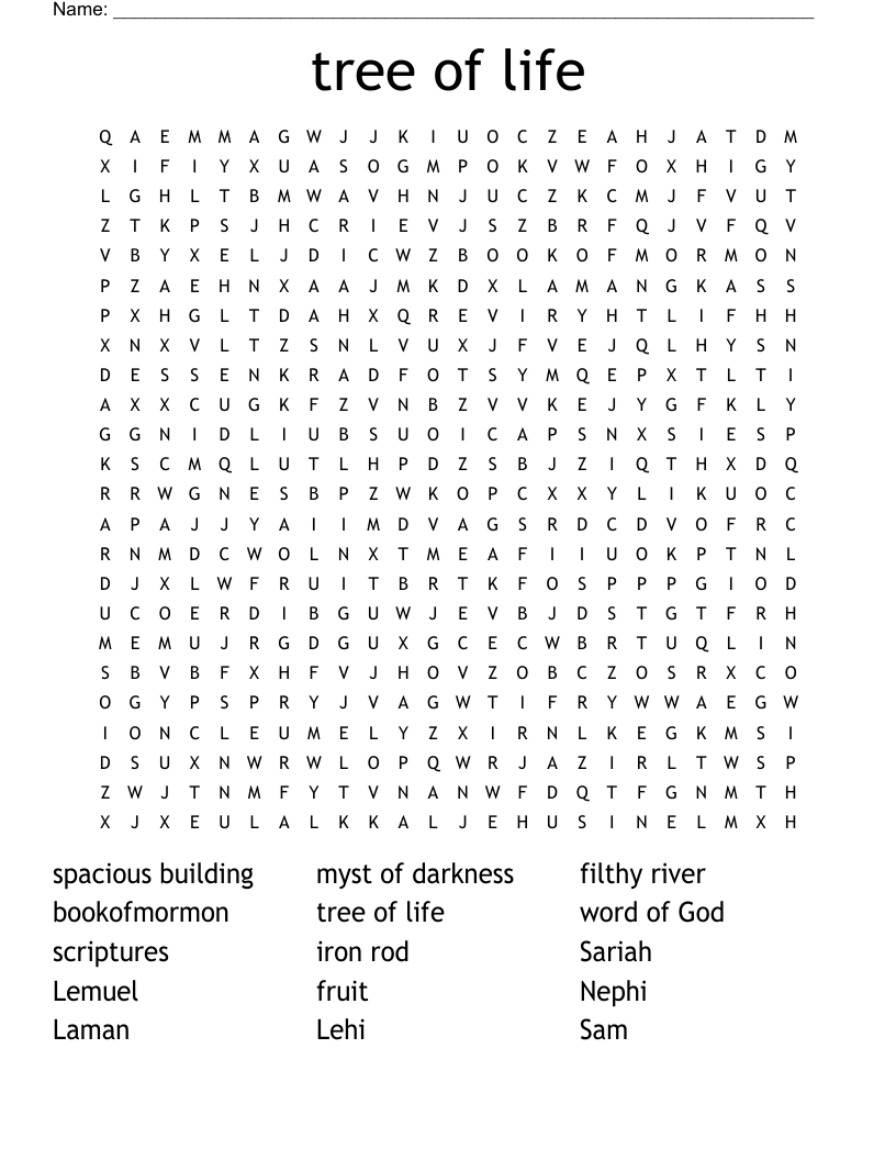 Tree Of Life Word Search WordMint