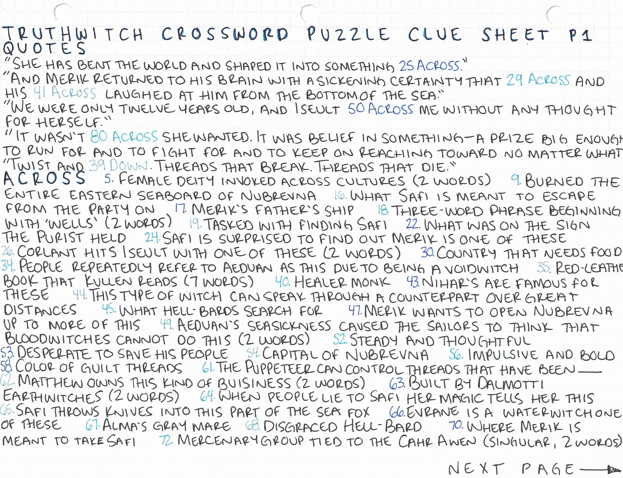 Truthwitch Crossword Puzzle Bayley Reads Books