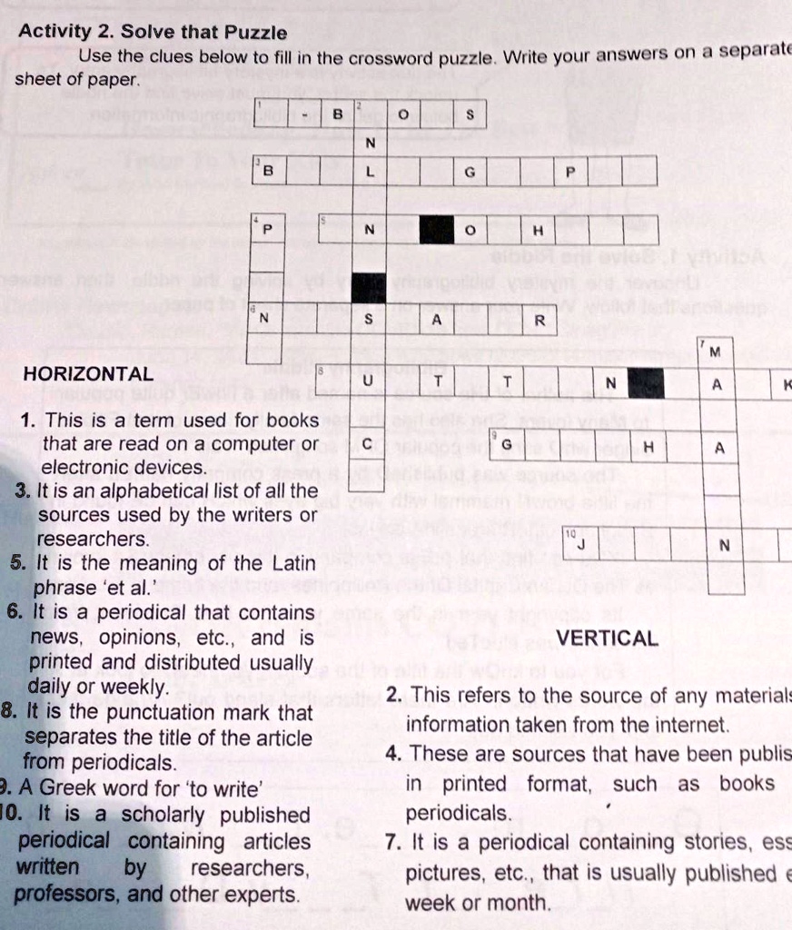activity 2 crossword puzzle