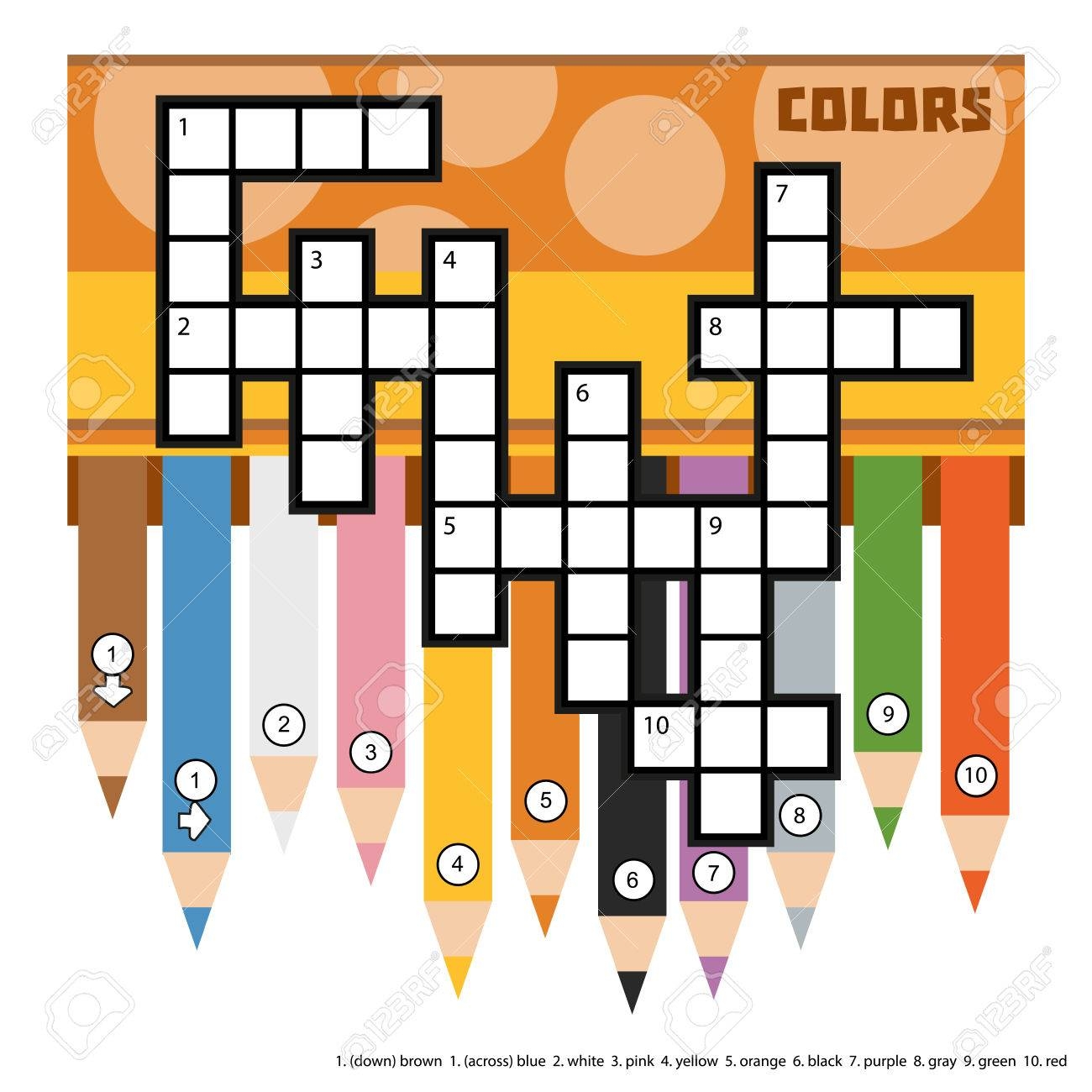 Vector Color Crossword Education Game For Children About Primary Colors Crossword With Colored Pencils Royalty Free SVG Cliparts Vectors And Stock Illustration Image 59235462 