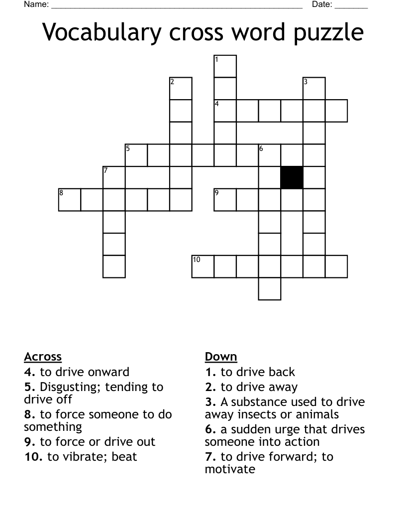 Vocabulary Cross Word Puzzle WordMint