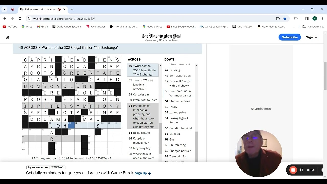 Washington Post Crossword 1 3 24 YouTube