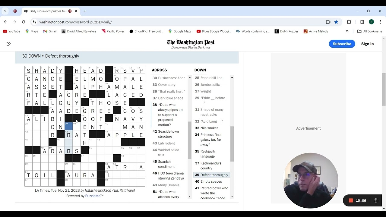 Washington Post Crossword 11 21 23 YouTube