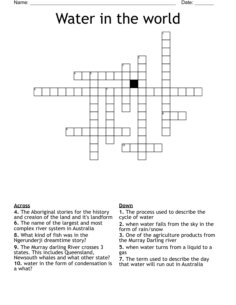Water In The World Crossword WordMint