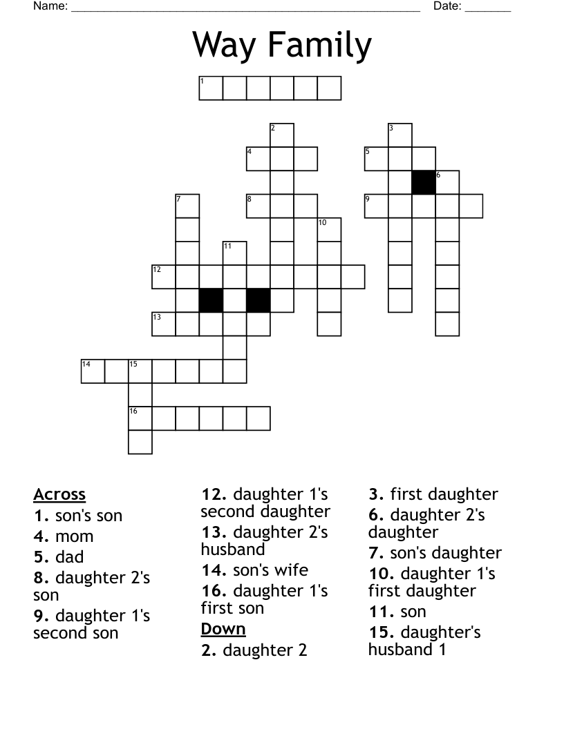 Way Family Crossword WordMint