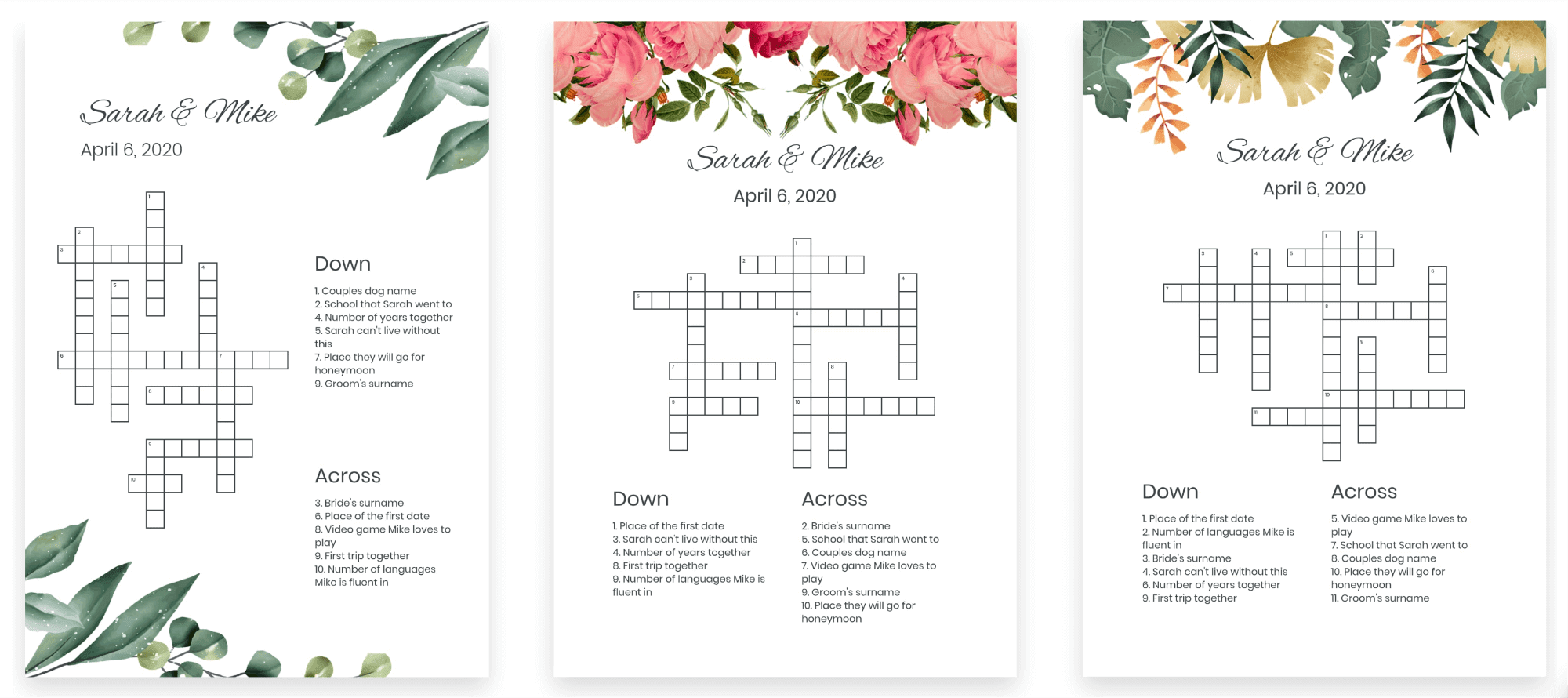 Wedding Crossword The Ultimate Icebreaker Perfect Crosswords Blog