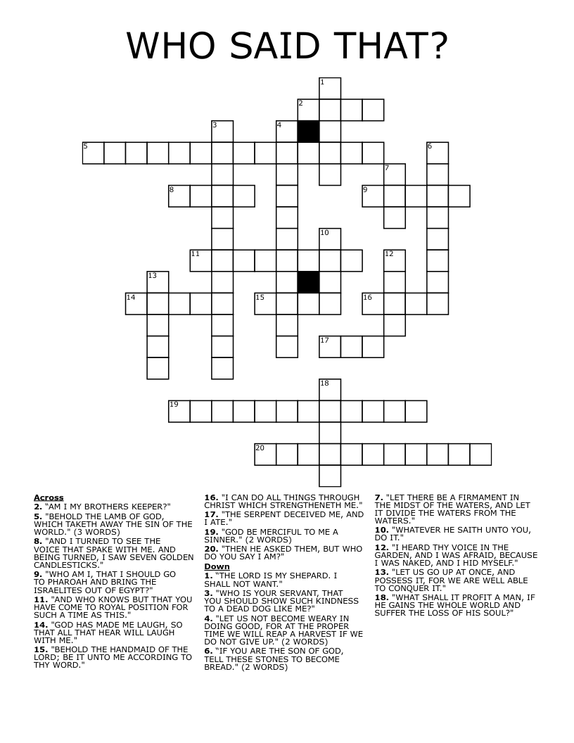 WHO SAID THAT Crossword WordMint