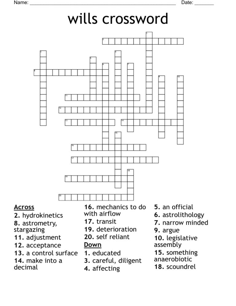 Wills Crossword WordMint