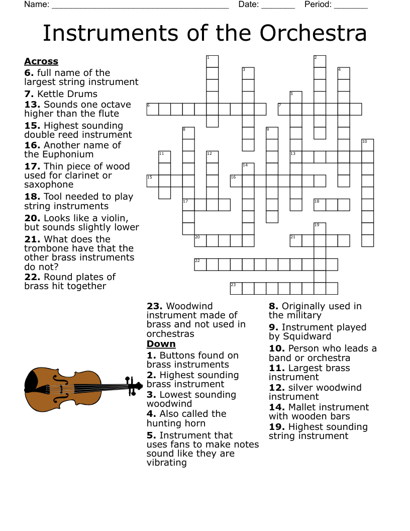 Woodwind Instruments Crossword WordMint
