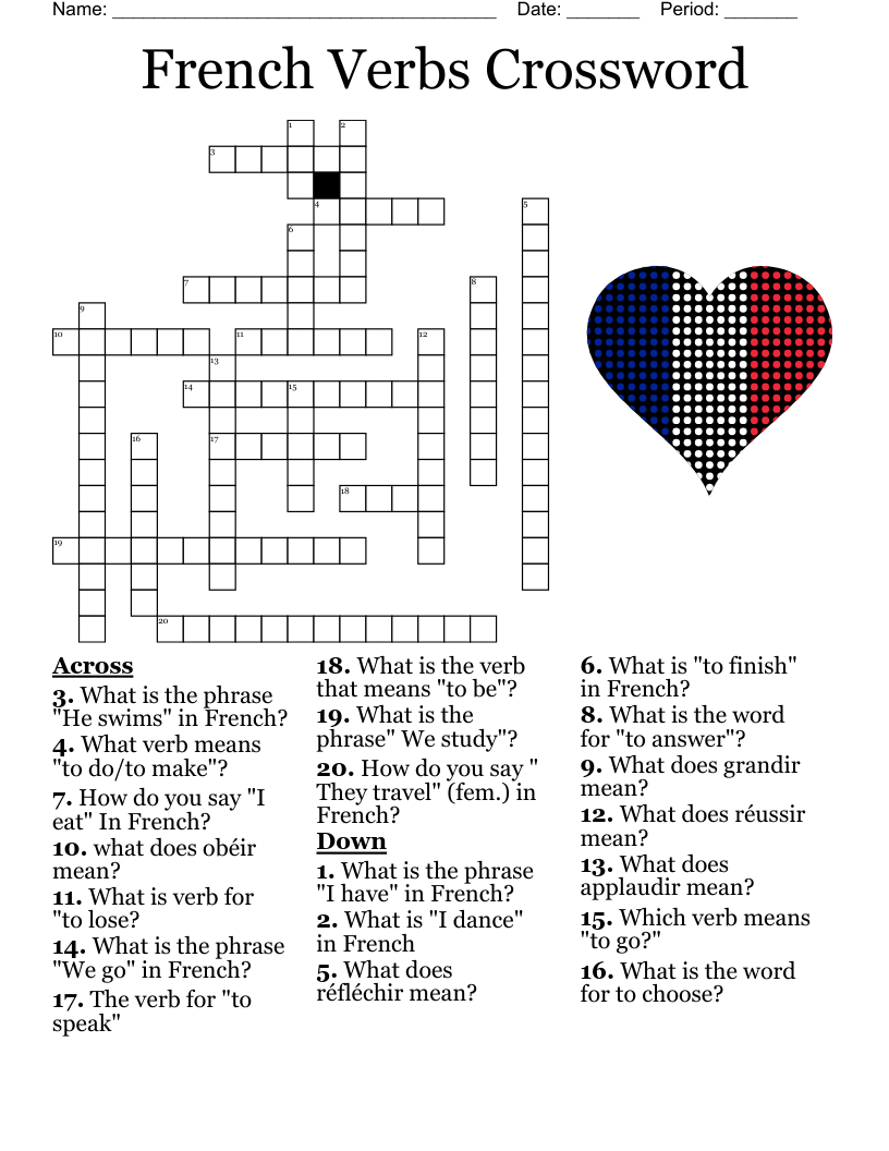 Words In French Crossword WordMint