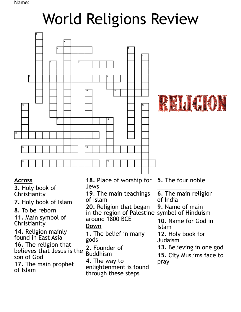 place of worship crossword clue