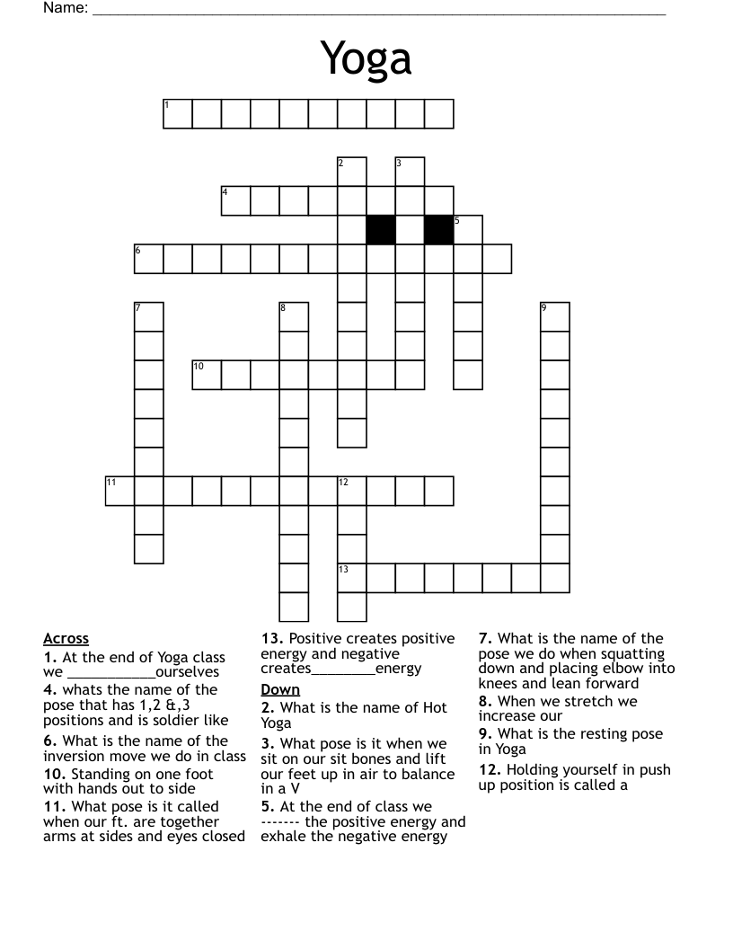 Yoga Crossword WordMint