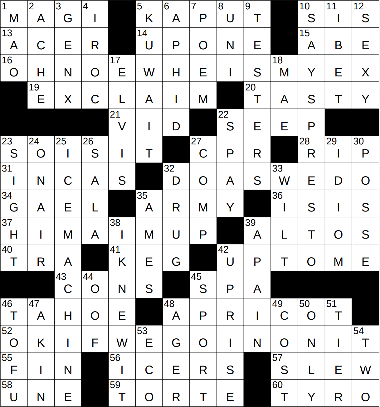 recently dated nyt crossword