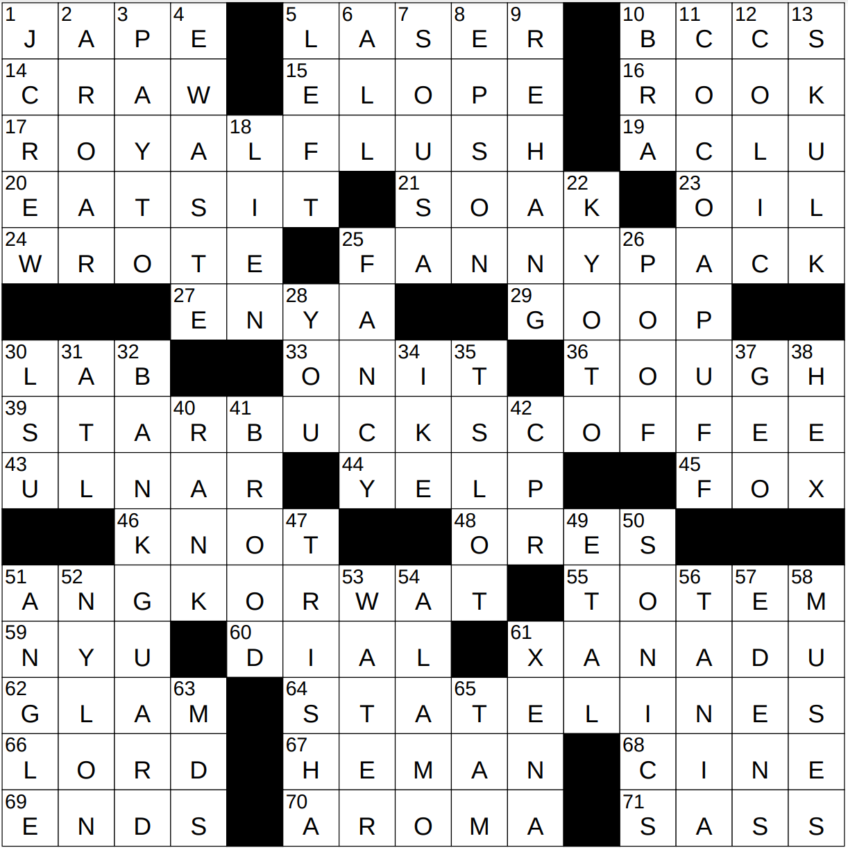 packed lunch nyt crossword