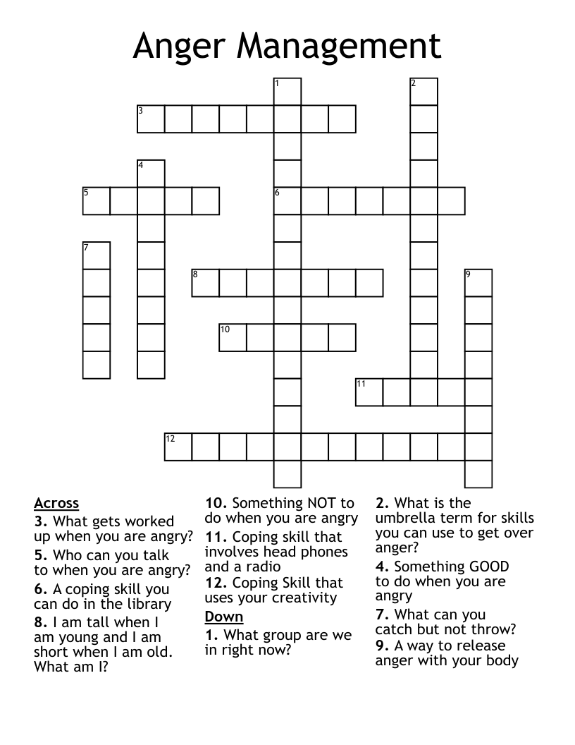 Anger Management Crossword WordMint